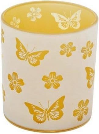 Chalet Windlicht Butterfly 10 cm, Gelb (1x)