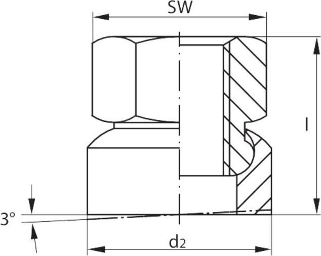 Actual product image Halder Hexagon nut with conical socket (M13)