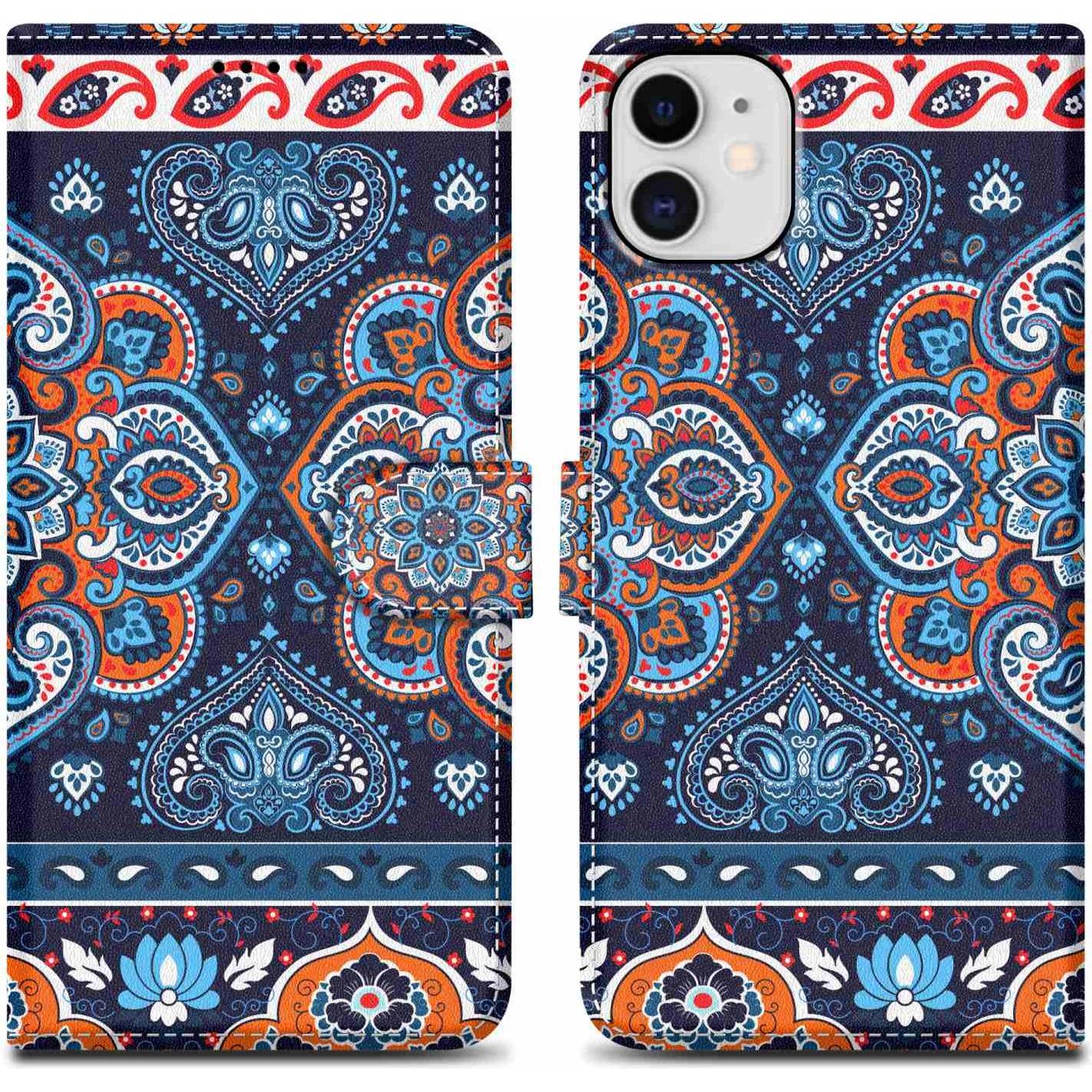 Cadorabo Book Hülle mit Print (Apple iPhone 11), Smartphone Hülle, Blau