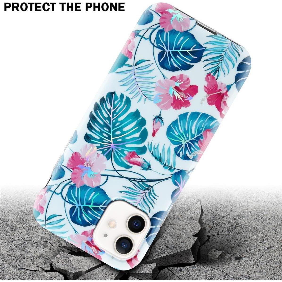 Thumbnail - Cadorabo IMD TPU Bunte Blumen & Blätter Cover (Apple iPhone 12, Realme 12 Pro+), Smartphone Hülle, Weiss
