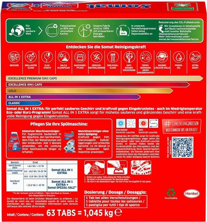 Immagine prodotto Somat All In 1 Extra (Convito, 63 Cicli di lavaggio)