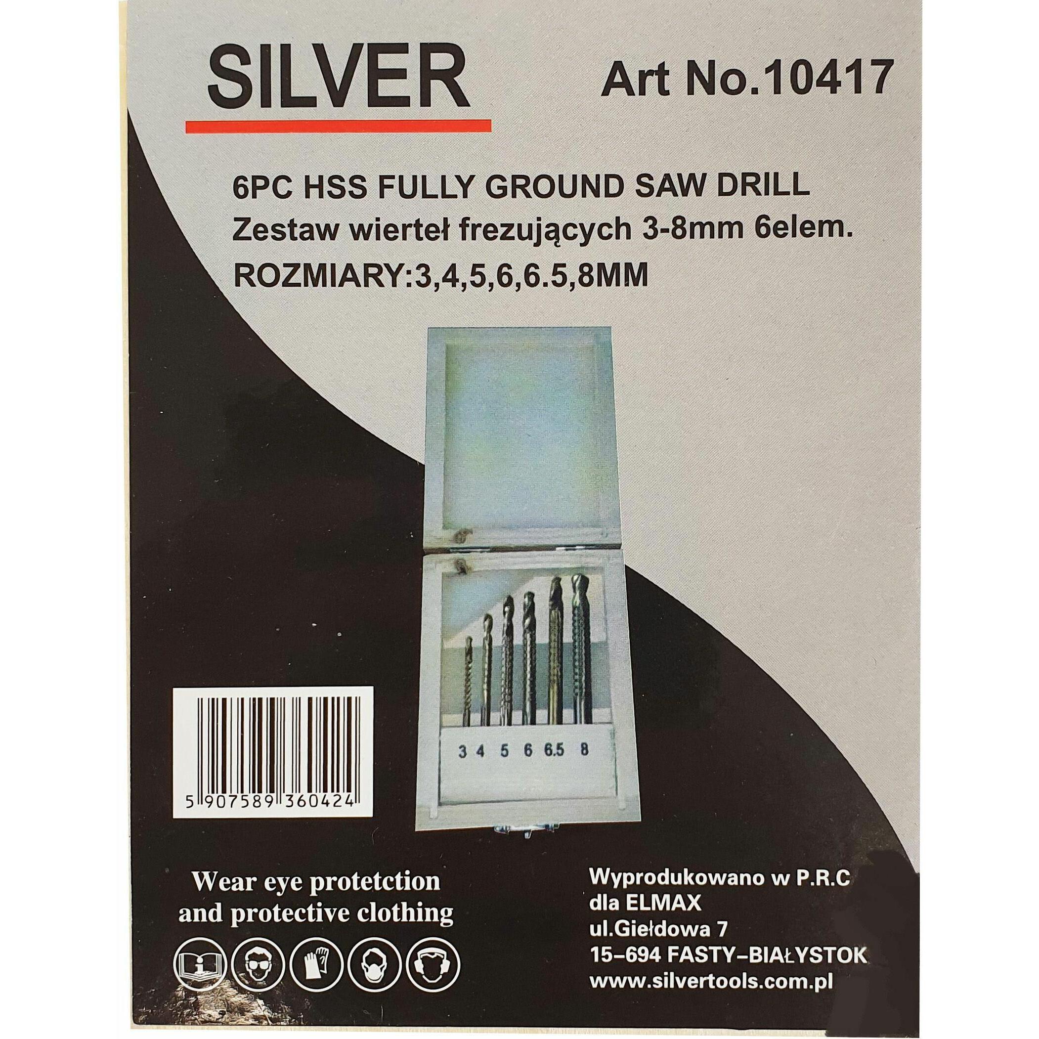 Thumbnail - Silver, Bohrereinsatz, ZESTAW WIERTEŁ FREZUJĄCYCH 3-8mm 6szt./ (3-8mm)