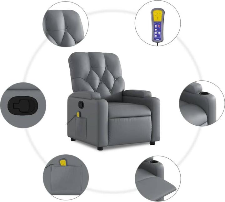 Immagine prodotto VidaXL Sedia da massaggio in similpelle grigia,Colore: Grigio, Materiale