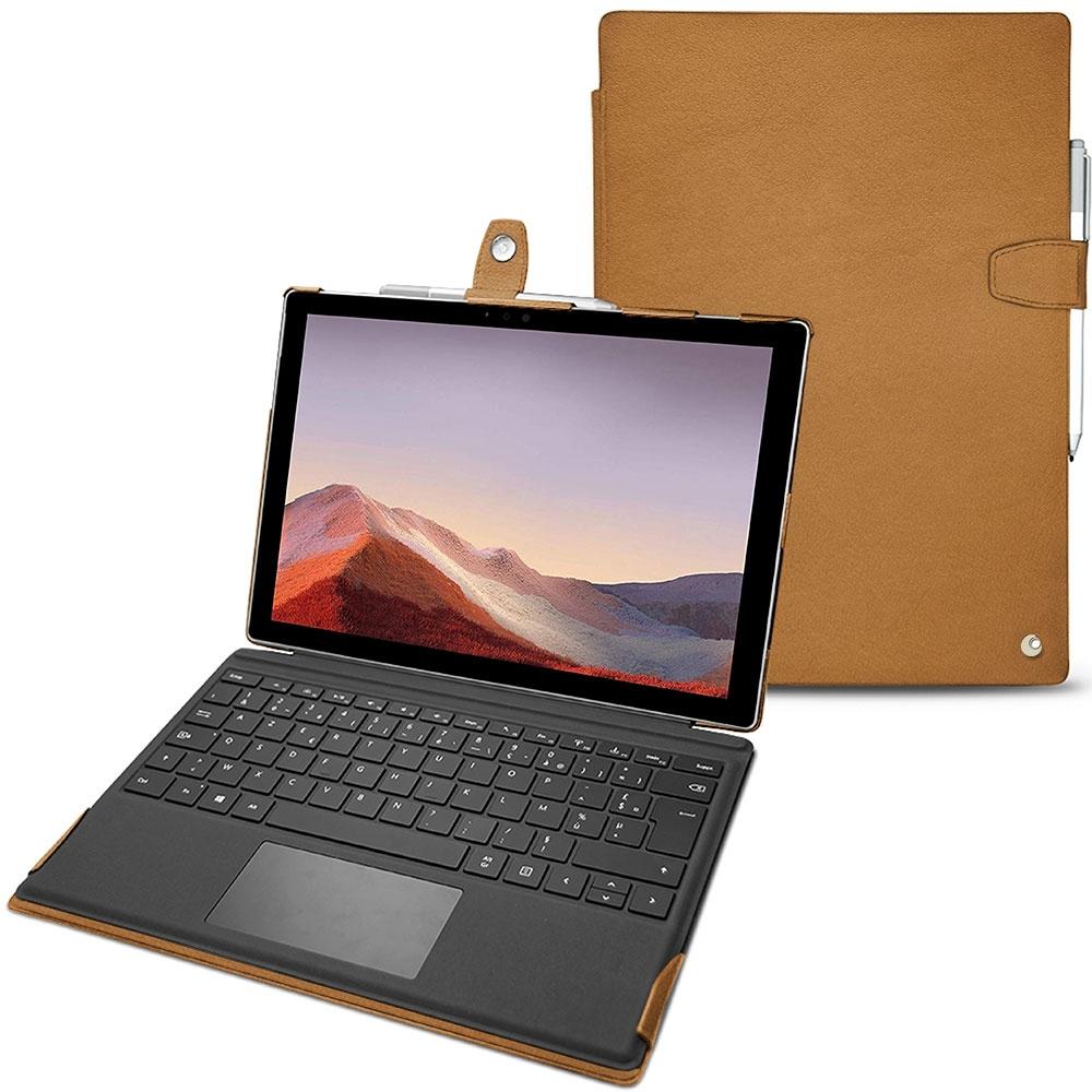 Noreve Lederschutzhülle (Microsoft Surface Pro 7), Tablet Hülle, Braun