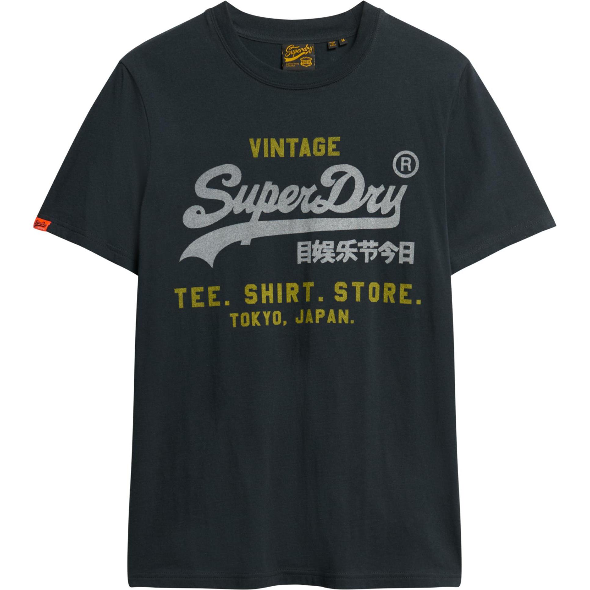 Superdry, Herren, Shirt, T-Shirt Casual Bequem sitzend VI Heritage Relaxed Tee, Blau, (L)