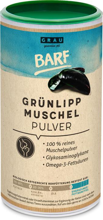 Grau Integratore alimentare per cani BARF Cozza verde in polvere, 500 g (Adulto, 1 pz., 580 g)