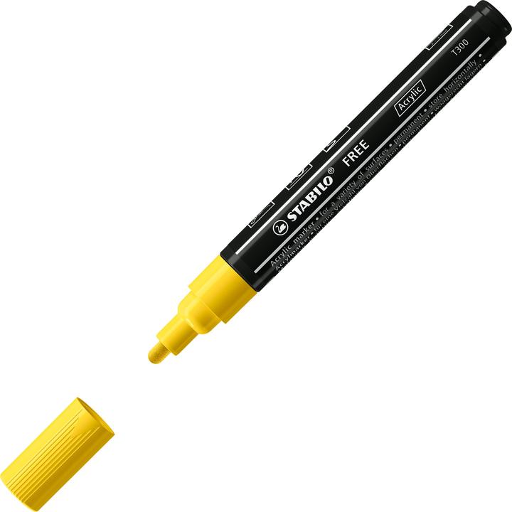 Actual product image STABILO Acrylic marker - FREE Acrylic - T300 bullet tip 2-3mm - single pen - yellow (Yellow, 3 mm, 1 x)