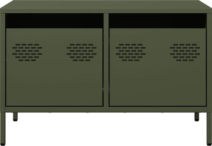 Produktbild vidaXL TV Schrank Fernsehtisch Fernsehschrank Lowboard TV Möbel Olivgrün Stahl