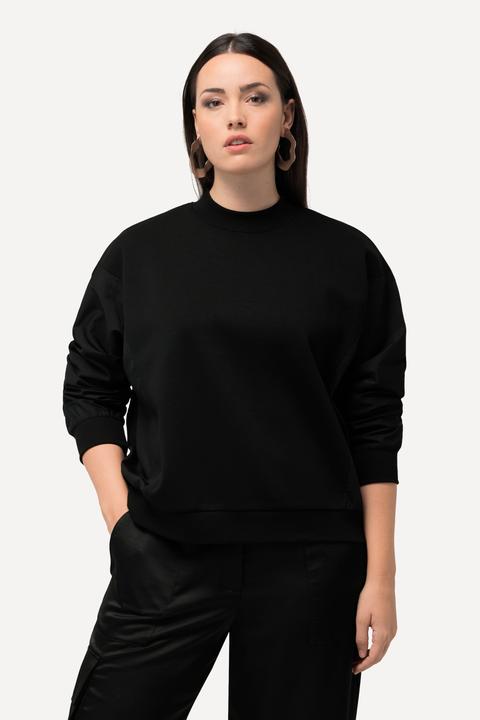 Produktbild Ulla Popken Sweatshirt, Popeline-Einsatz, Rundhals, Fledermaus-Langarm (56)