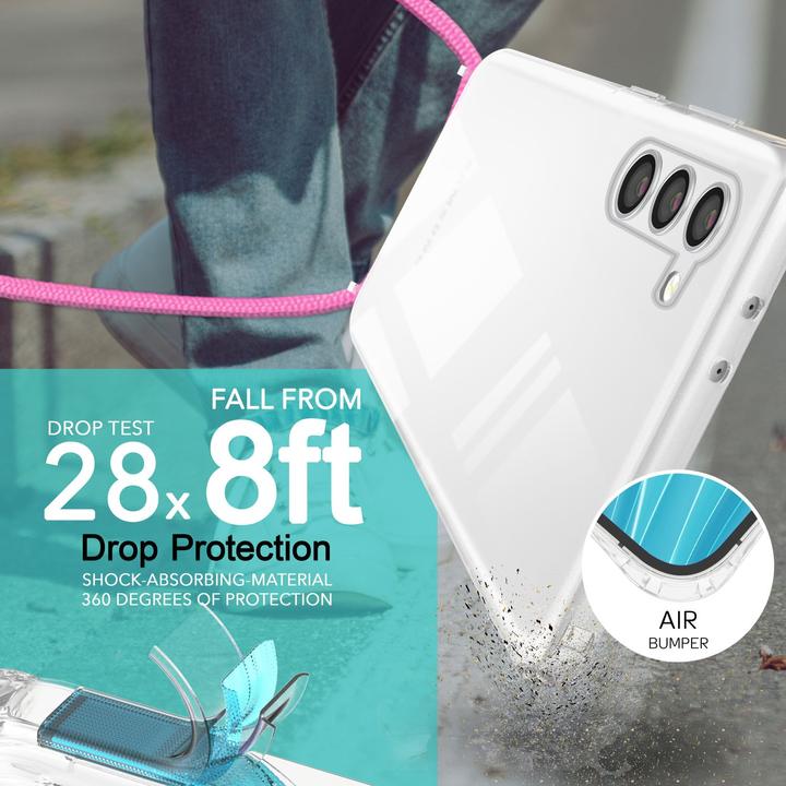 Actual product image Nalia Clear hybrid case with chain to hang around the neck
