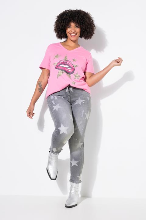 Produktbild Angel of Style Jeans, Slim Fit, Sterne, Glitzersteinchen, Fransensaum (46)