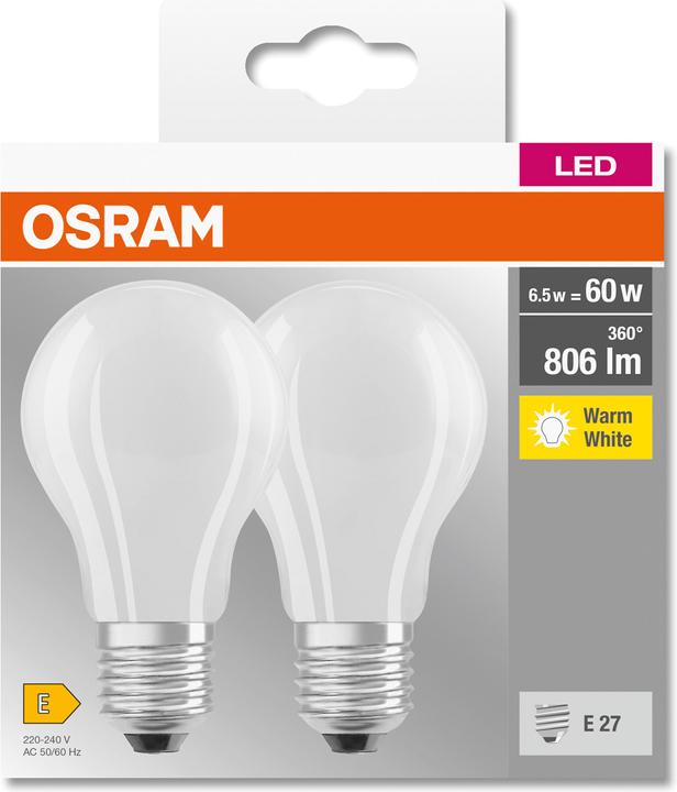 Immagine prodotto Osram Base LED classica (E27, 6.50 W, 806 lm, 2 x, E)
