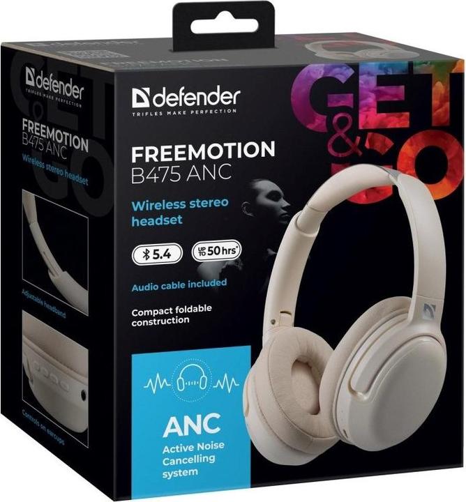 Immagine prodotto Defender SŁUCHAWKI NAUSZNE BLUETOOTH FREEMOTION B475 ANC BEŻOWE 63475 (Senza fili)