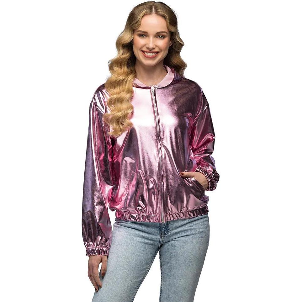 Boland 80er Jahre Metallic Rave Jacke Rosa (M)