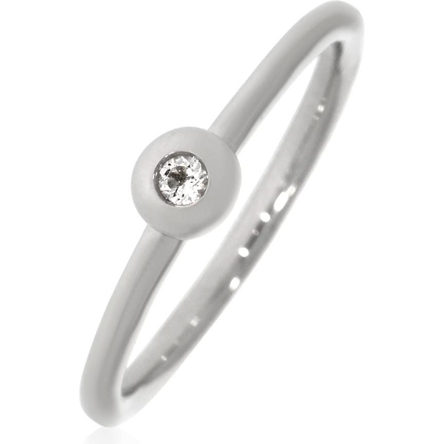 Xen, Ring, Ring mit 2 mm Weisstopas ca. 0,04 ct. rhodiniert, (56, 925 Silber)