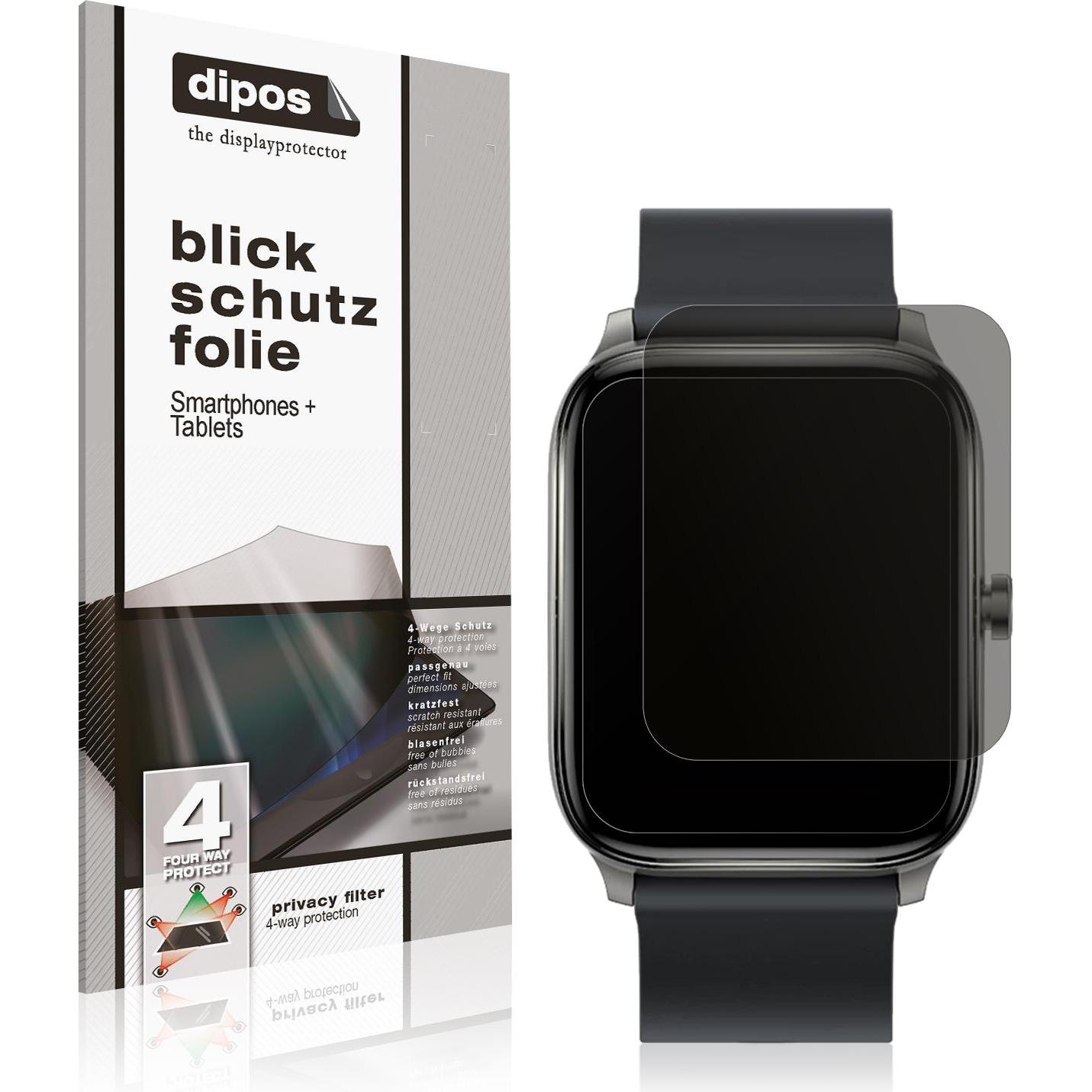 Dipos Blickschutzfolie 4-Way Privacy, Smartwatch Schutzfolie, Transparent