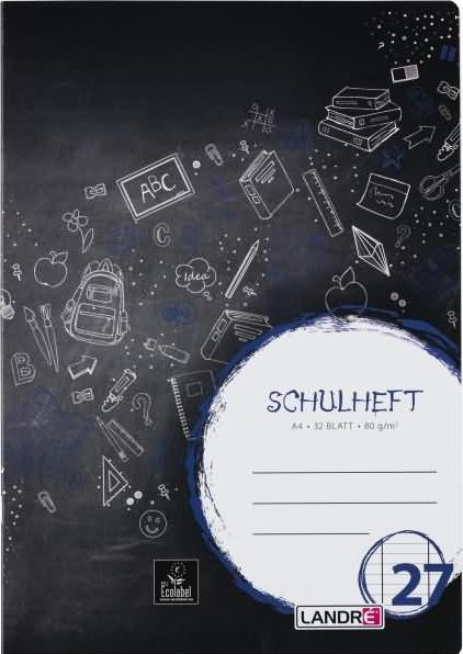 Actual product image Landré A4 2-fold-saddle stitching exercise book (A4, Lined, Hardcover)