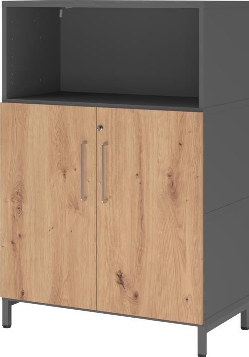 Produktbild Hammerbacher Regal/Türen, 3OH, Sockel, graphit/asteiche (80 x 41.70 x 118 cm)