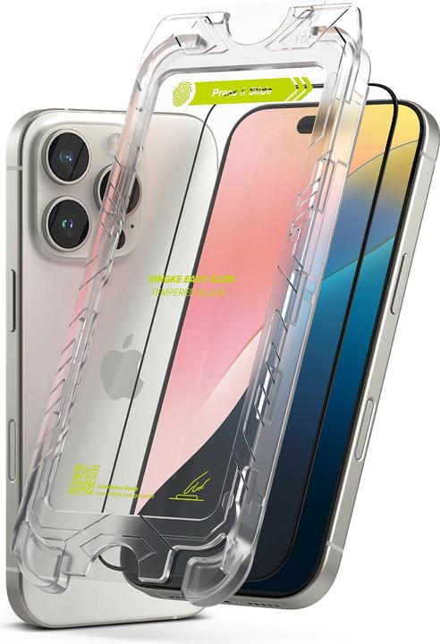 Ringke Protecteur d'écran pour iPhone 16 Pro EASY SLIDE TEMPERED GLASS 2 pack, w installation Jig (2 pièce(s), Apple iPhone 16 Pro)