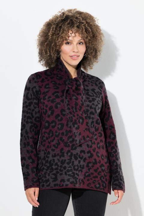 Produktbild Ulla Popken Pullover, Leomuster, Schalkragen, Langarm (60)