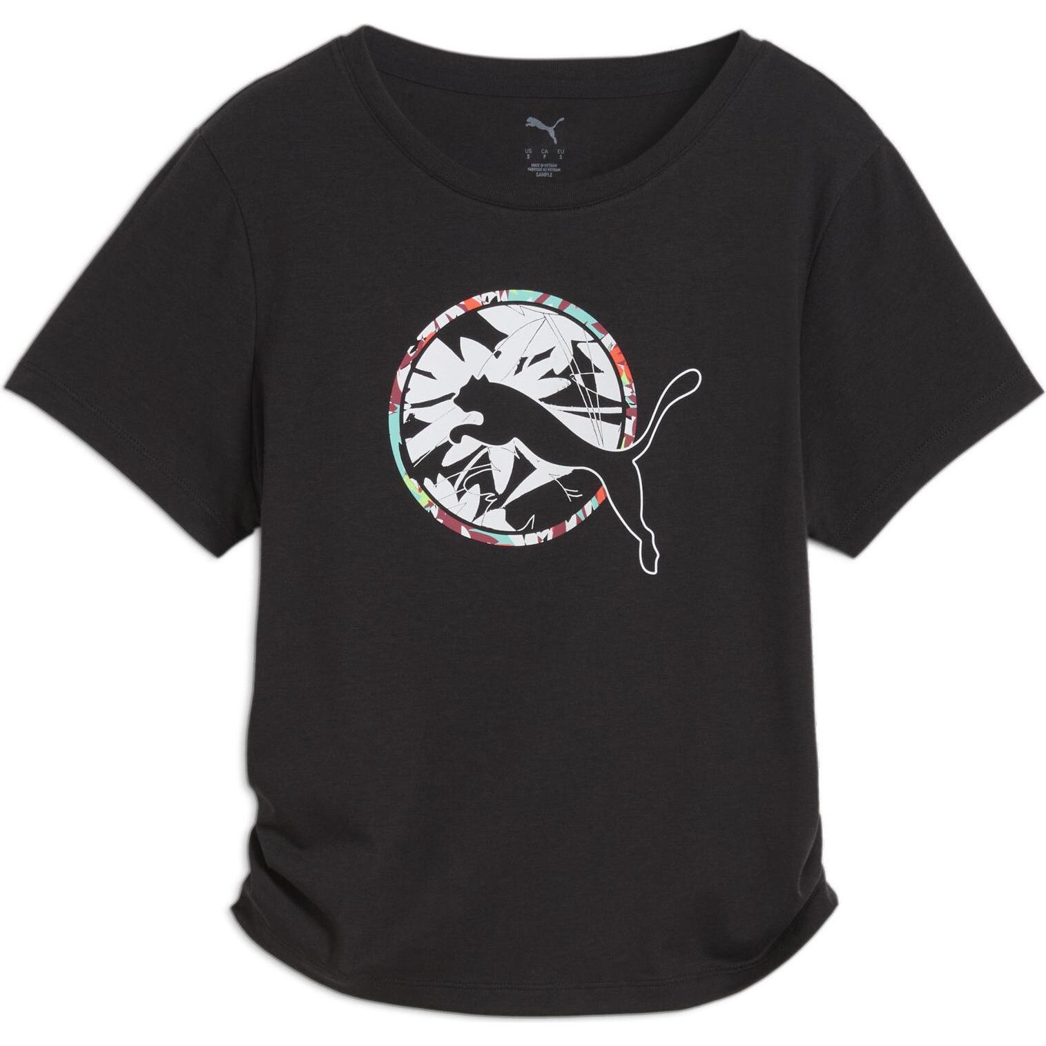 Puma, Damen, Sportshirt, TROPICAL AOP FASHION TEE - short (L), Schwarz, L