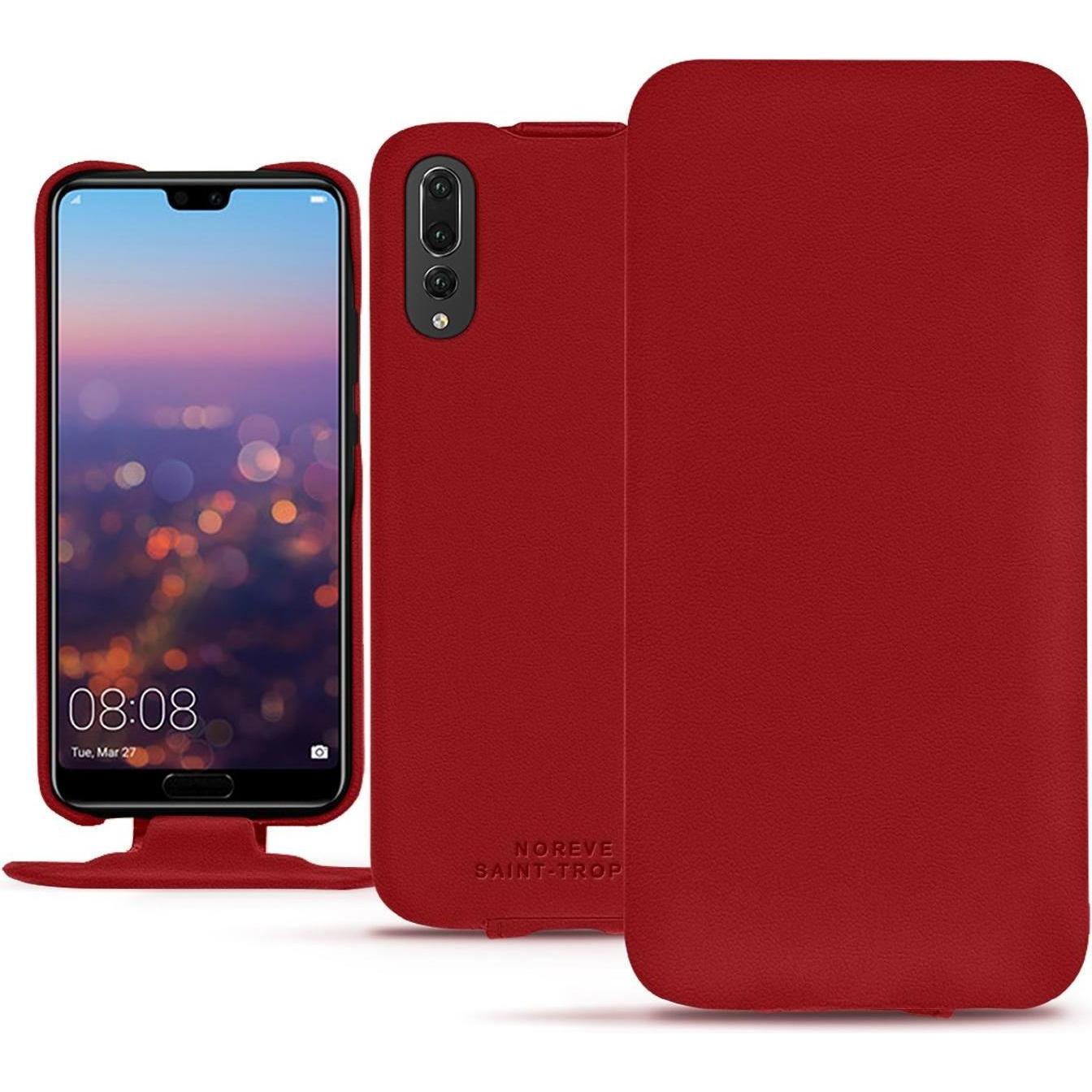 Noreve Lederschutzhülle vertikal (Huawei P20 Pro), Smartphone Hülle, Rot