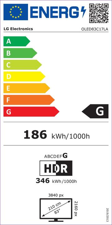 Energie-Label LG OLED83C17 (83", OLED, 4K, 2021)