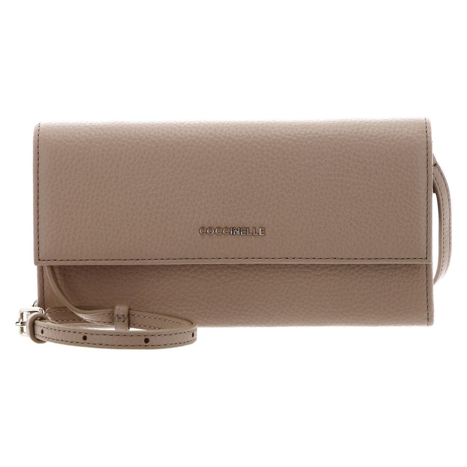 Coccinelle, Damen, Portemonnaie, Metallic Soft Mini Bag Wallet Grained Leather, Beige