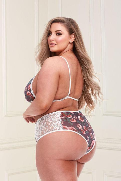 Actual product image Baci Grey Floral & Lace Bra Set Q (XL)