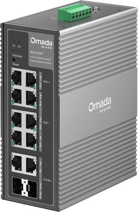 Produktbild TP-Link 10-Port Gigabit PoE+ Industrie-Switch, 240W, IP40, Omada Managed (10 Ports)