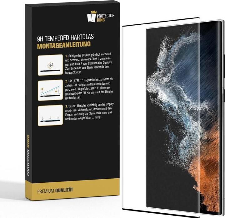 Produktbild Protectorking 4x echtes Tempered 9H Panzerhartglas 3D KLAR (4 Stk., Samsung Galaxy S22 Ultra)