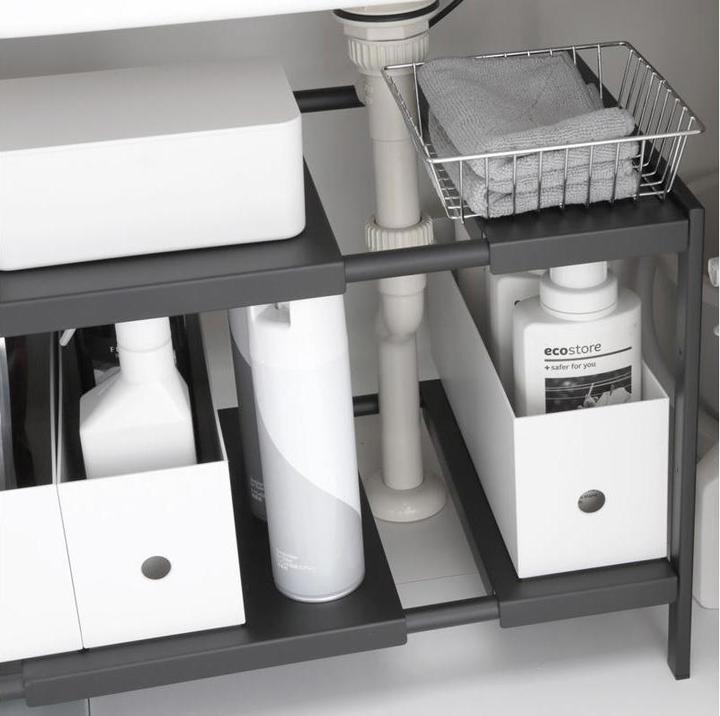 Actual product image Yamazaki 2-tier extendable shelving unit TOWER