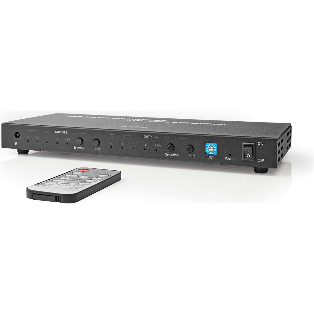 Nedis HDMI ™ Matrix Switch 4x 2-Port port(s) 4x HDMI™ Eingang 2x 3.5 mm / 2x HDMI™ Ausgang /, Switch Box