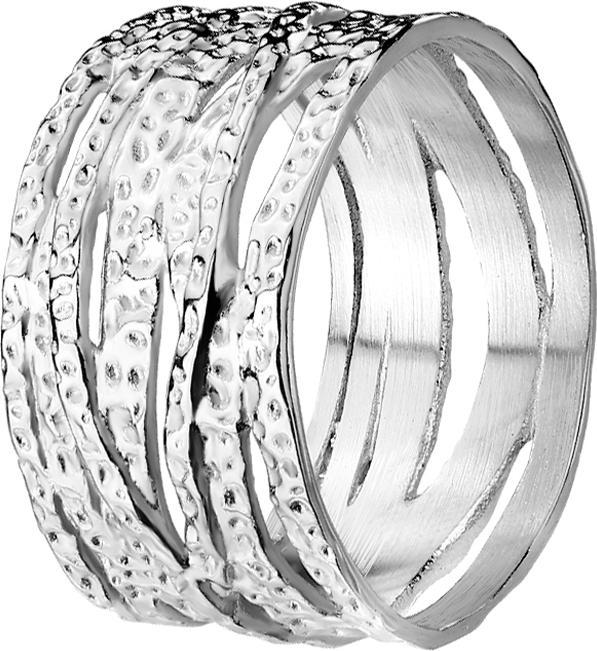 Produktbild Star Piercing Ring silber Kreuz und Quer Hammerschlag (ohne Messing, Chirurgenstahl 316L)