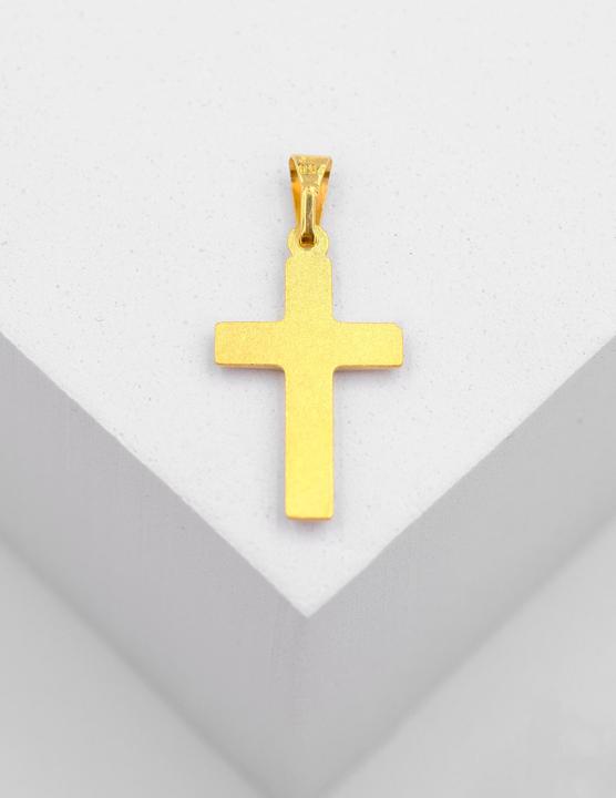 Produktbild Muau Pendant cross yellow gold 750, 25x12mm (Satiniert mit Kreuz-Fantasieschliff)