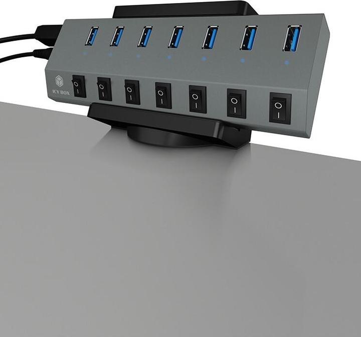 Actual product image Icy Box IB-MSA106-HH USB Hub- & Steckdosenleistenhalterung