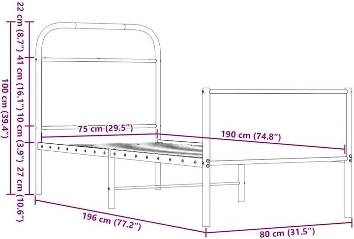 Produktbild vidaXL Bettgestell (75 x 190 cm)