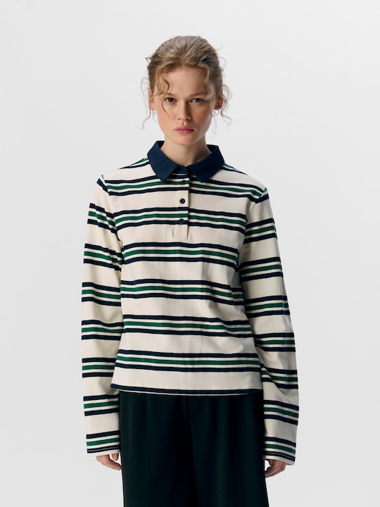 Image du produit Object Gestreiftes Langarm-Poloshirt (M)