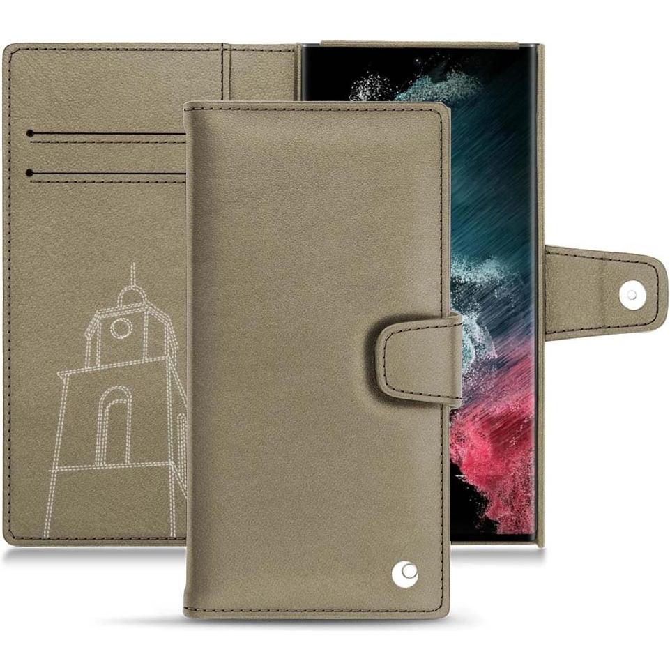 Noreve Lederschutzhülle Wallet (Samsung Galaxy S22 Ultra), Smartphone Hülle, Beige