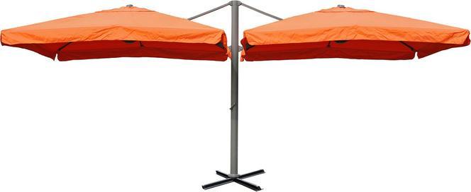 Produktbild Swisshandel24 Gastronomie-Alu-Luxus-Doppel-Ampelschirm, Pergola-Markise-Effekt, 6,2x3m Polyester 50kg - terrakotta (6.20 m)