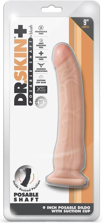 Actual product image Blush Novelties Dr Skin Plus Realistic Triple Density Posable Dildo - 9 Inch Length 2 Inch Width -