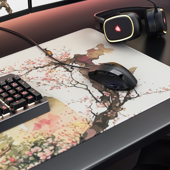 Produktbild Titanwolf Gaming Mauspad, 900 x 400mm XXL Speed Gaming Mausmatte, Mousepad Extragrosse Fläche, Japan Painting (XXL)