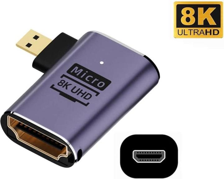 Produktbild PowerGuard Micro HDMI auf HDMI 2.1 90-Grad Winkel Left Adapter (Micro HDMI)