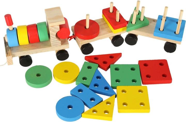 Actual product image Ikonka Wooden fun sorter puzzle train locomotive + wagons 30cm (1 pieces)