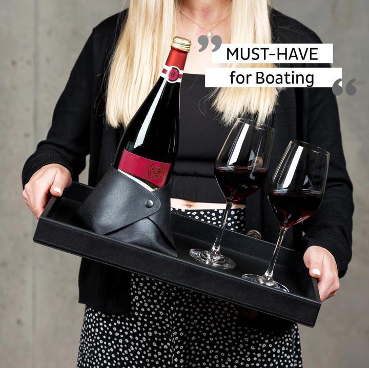 Produktbild Silwy Metall-Tablett im Leder-Look Schwarz