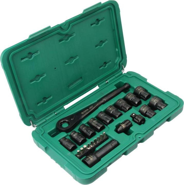 Productafbeelding SATA Durchgangs-Steckschlüsselsatz, X6, 24-tlg. (10 mm, 11 mm, 12 mm, 13 mm, 14 mm, 15 mm, 16 mm, 17 mm, 18 mm, 19 mm, 8 mm)