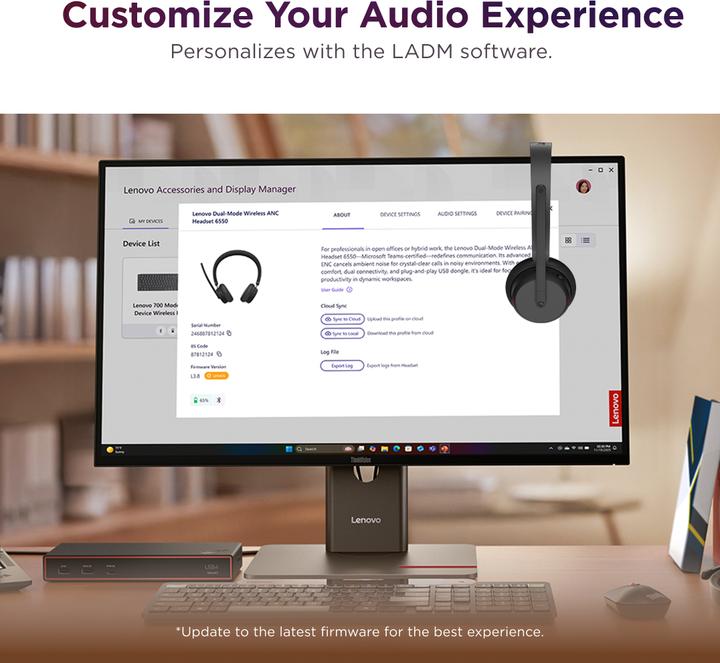 Produktbild Lenovo Dual-Mode Wireless ANC-Headset (Kabellos, USB-C, Microsoft Teams)