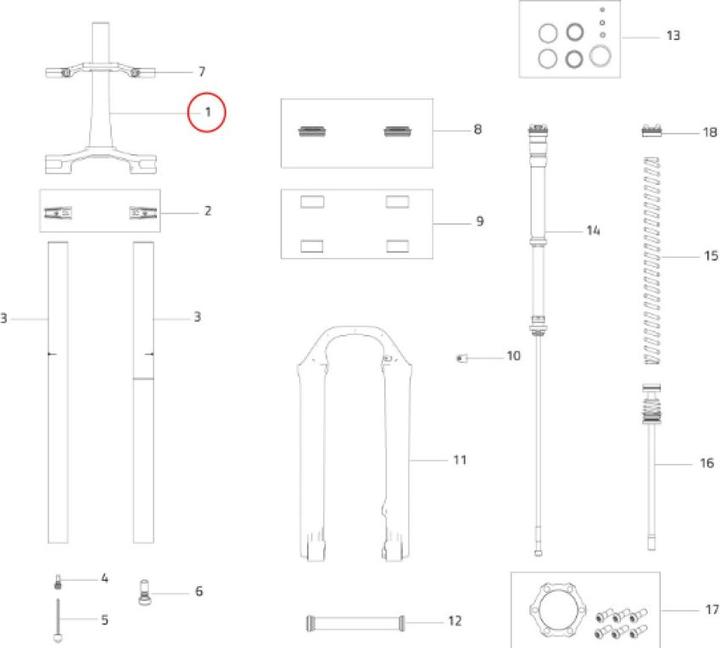 Valeurs nutritives et ingrédients Formula Steerer and Crown Kit, 50mm Offset, 1.5", Nero C/R, black