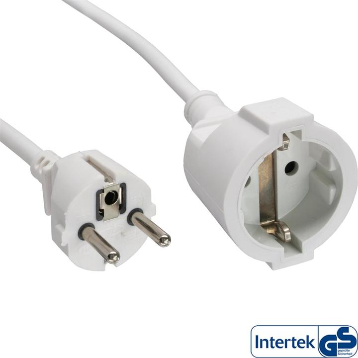 Actual product image InLine ® Power extension earthing contact plug / socket, white, 20m (20 m, CEE 7/7)