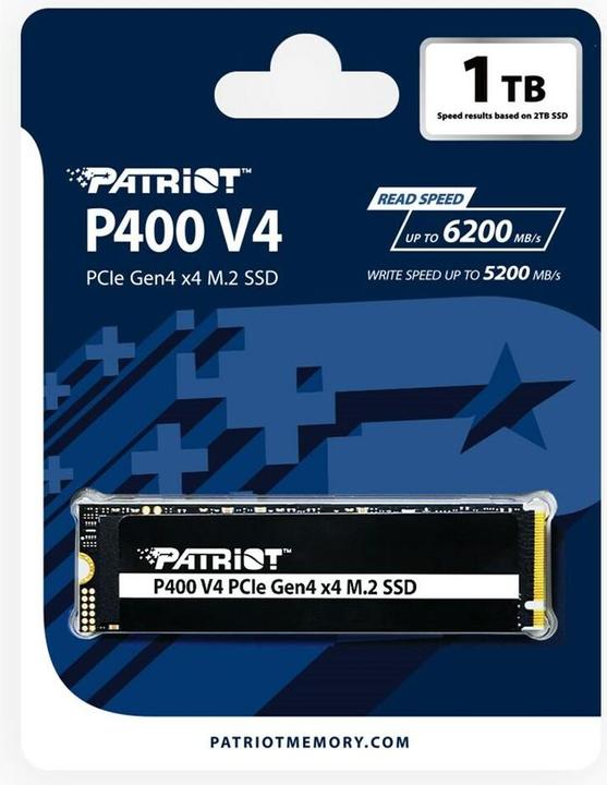 Produktbild Patriot SSD 1TB 6000/5000 P400 V4 M.2 PAT PCIe (1000 GB, M.2 2280)